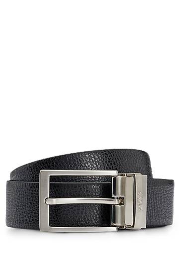 Opasok BOSS Reversible belt in grained Italian leather with logo keeper Čierna | 50447116, 0
