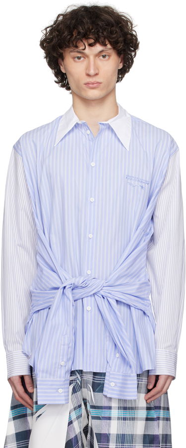 Košeľa Charles Jeffrey Loverboy Charles Jeffrey LOVERBOY Hug Tie-Front Striped Shirt Modrá | 54070302, 0