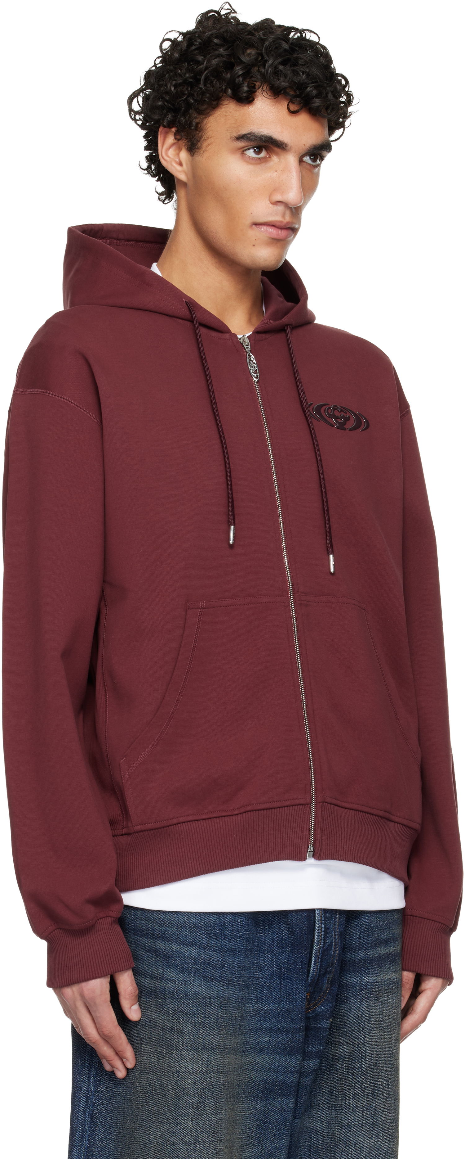 Mikina Casablanca Pebble Logo Zip-Up Hoodie Vínová | M-SP26-JTP-473-01, 1
