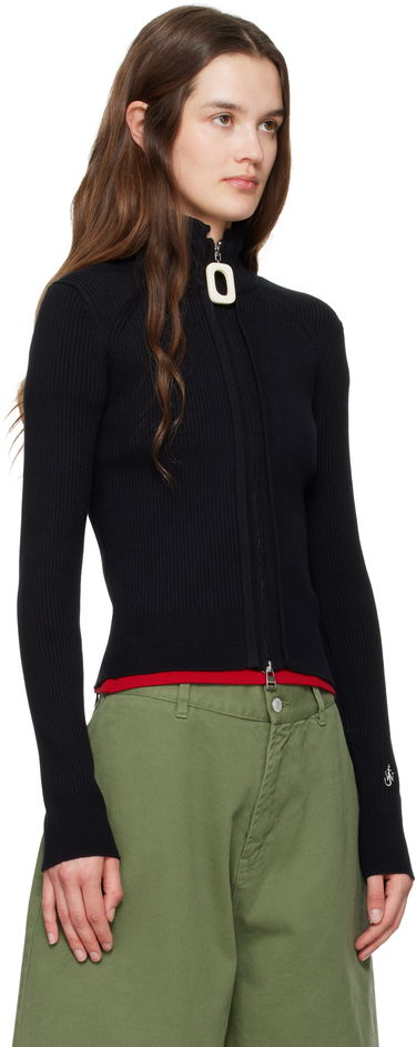 Sveter JW Anderson JW Anderson Fitted Zip-Up Sweater Čierna | KW1353-YN0398, 1