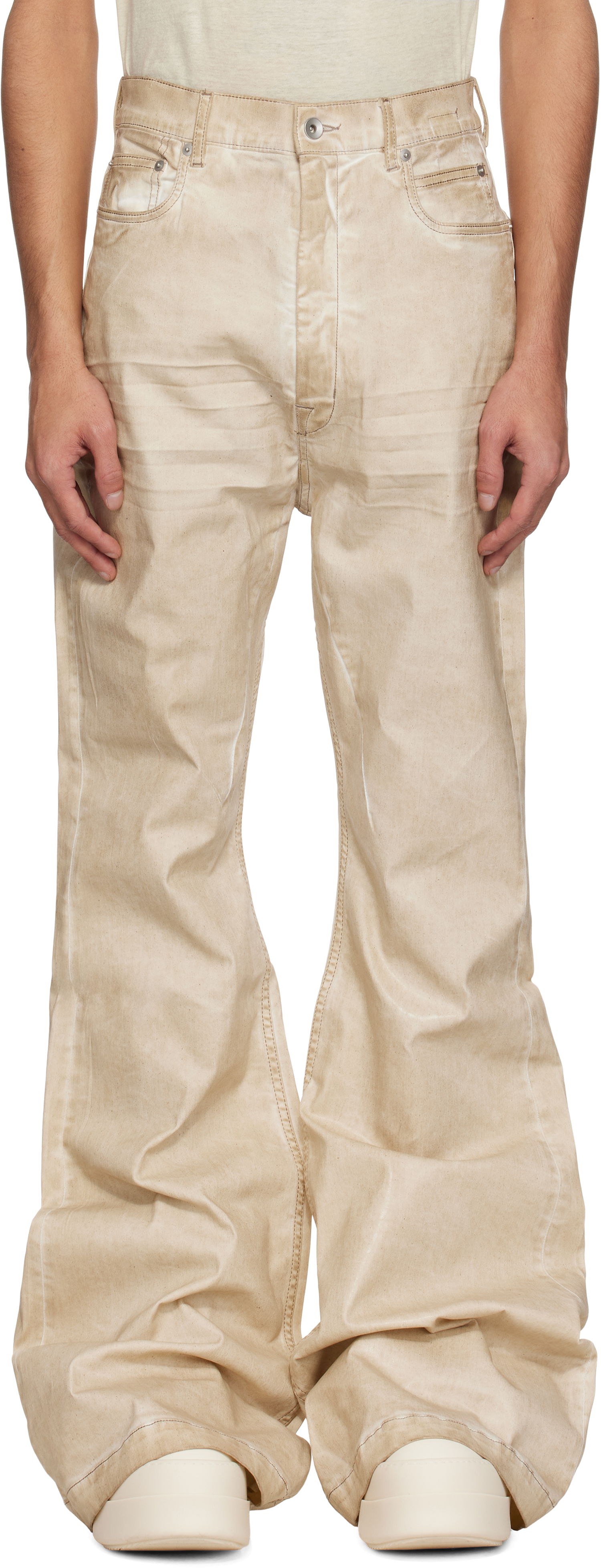 Džínsy Rick Owens Rick Owens DRKSHDW Hollywood Bolan Bootcut Jeans Béžová | DU01E3365 SCF, 0