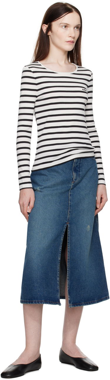 Tričko A.P.C. Striped Long Sleeve T-Shirt Biela | COHCA-F26373, 3