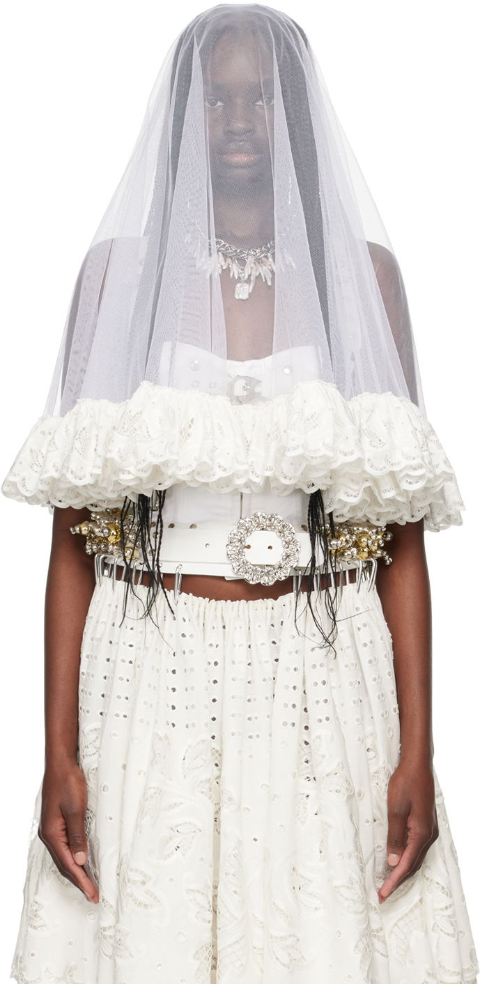 Šaty Chopova Lowena Chopova Lowena Lace-Trimmed Tulle Veil Biela | 6343W, 0