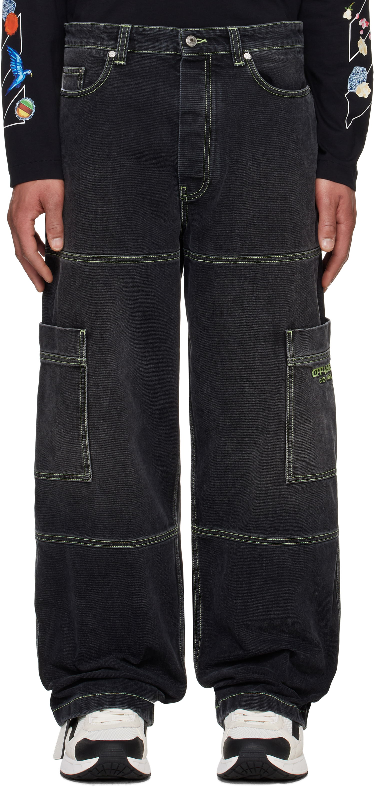 Džínsy Off-White Off-White Irregular Denim Cargo Pants Čierna | OMYA18QS25DEN0021350, 0