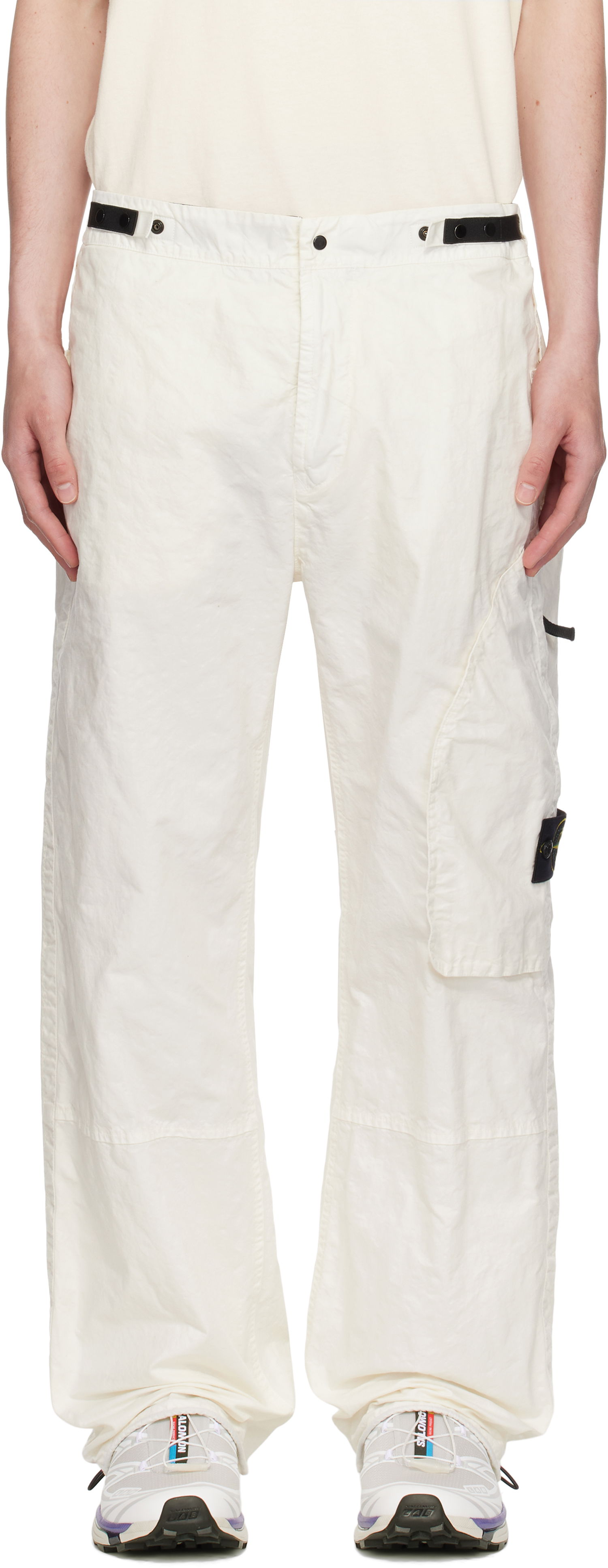 Cargo nohavice Stone Island Stone Island Organic Look Nylon Panama-TC Cargo Pants Biela | K1S15 3100010 S0069, 0