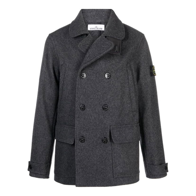 Kabáty Stone Island Stone Island Double-Breasted Wool Peacoat Šedá | 791543030-V0067