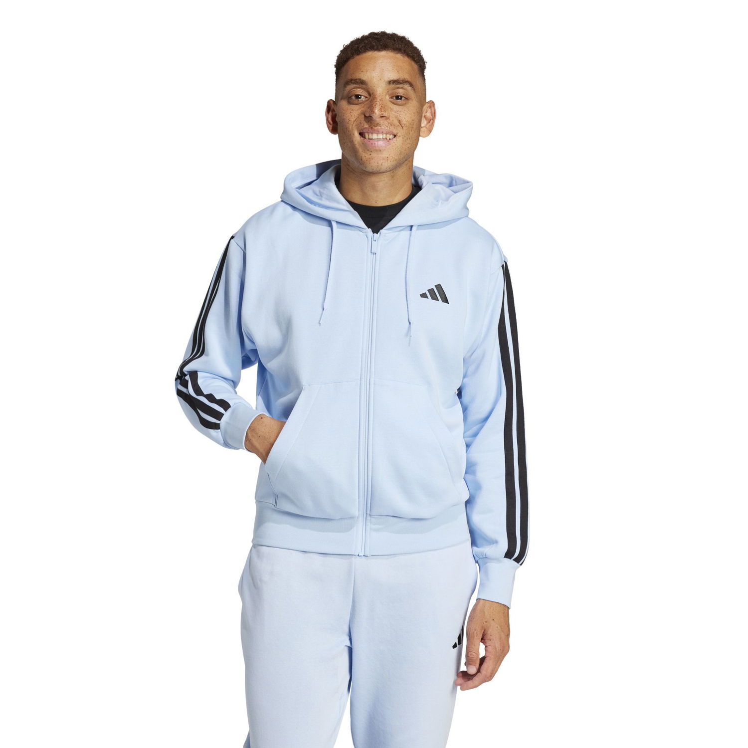 Mikina adidas Performance 3-Stripes Full-Zip Hoodie Modrá | JD1862, 1