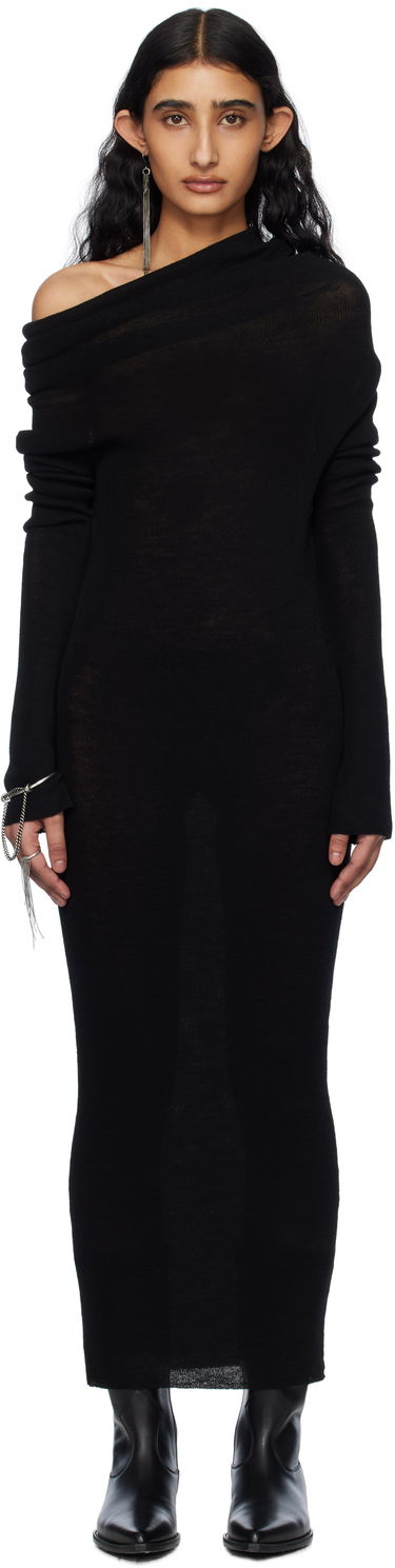 Šaty Ann Demeulemeester Ann Demeulemeester Barbro Dropped Shoulder Knit Midi Dress Čierna | 2510-W-KN28-FA059-099, 0