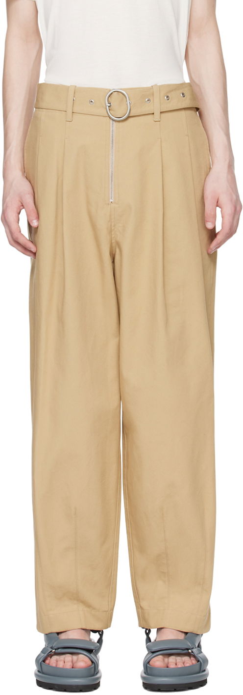 Nohavice Jil Sander Belted Trousers Béžová | J47KA0203_J45136