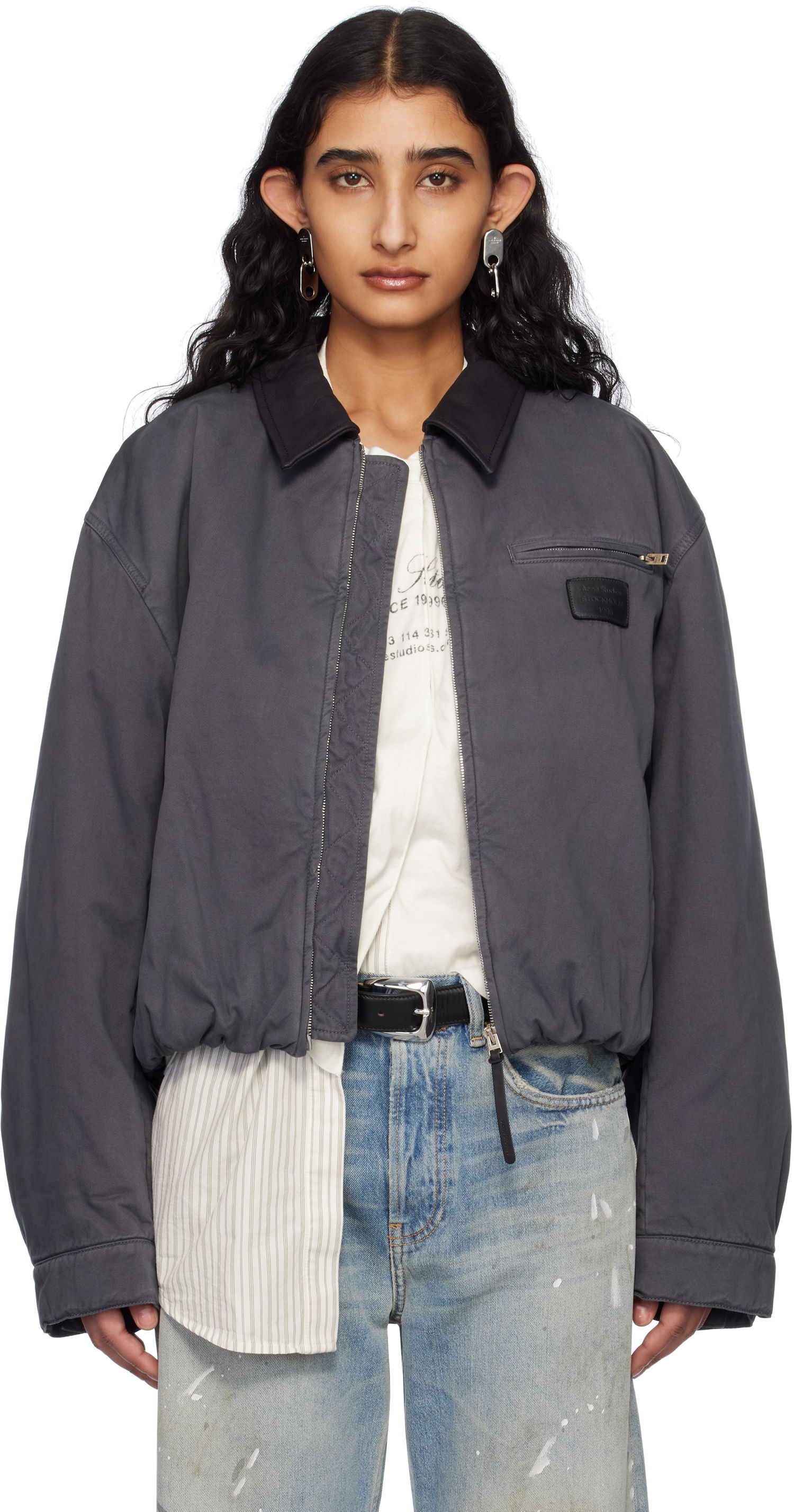 Bomber bunda Acne Studios Acne Studios Heavy Twill Bomber Jacket Šedá | A90638-, 0