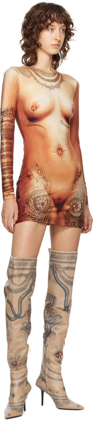 Šaty Jean Paul Gaultier Jean Paul Gaultier 'The Short Body Tattoo' Minidress Béžová | 23/15-F-RO070-J527-25, 3