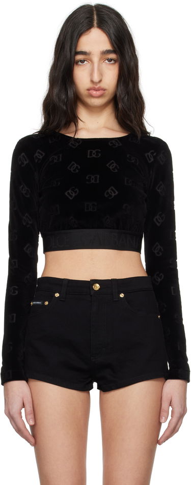 Crop Top Dolce & Gabbana Dolce&Gabbana Jacquard DG Logo Crop Top Čierna | F778LT FJ7DL, 0