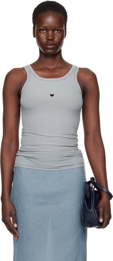 Tielko Baserange Heart Cutout Ribbed Tank Top Šedá | TOHT-RB-SP25, 0