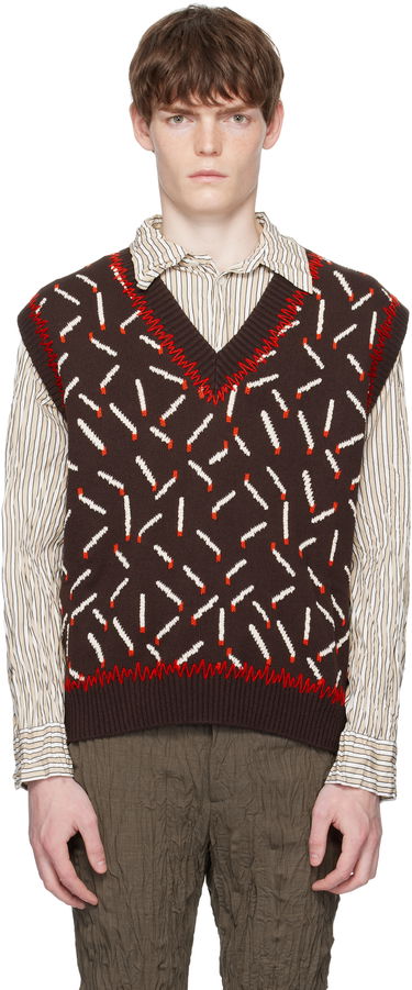 Vesta Bottega Veneta Bottega Veneta Cotton Jacquard Matches Vest Hnedá | 823017V5ET02049, 0