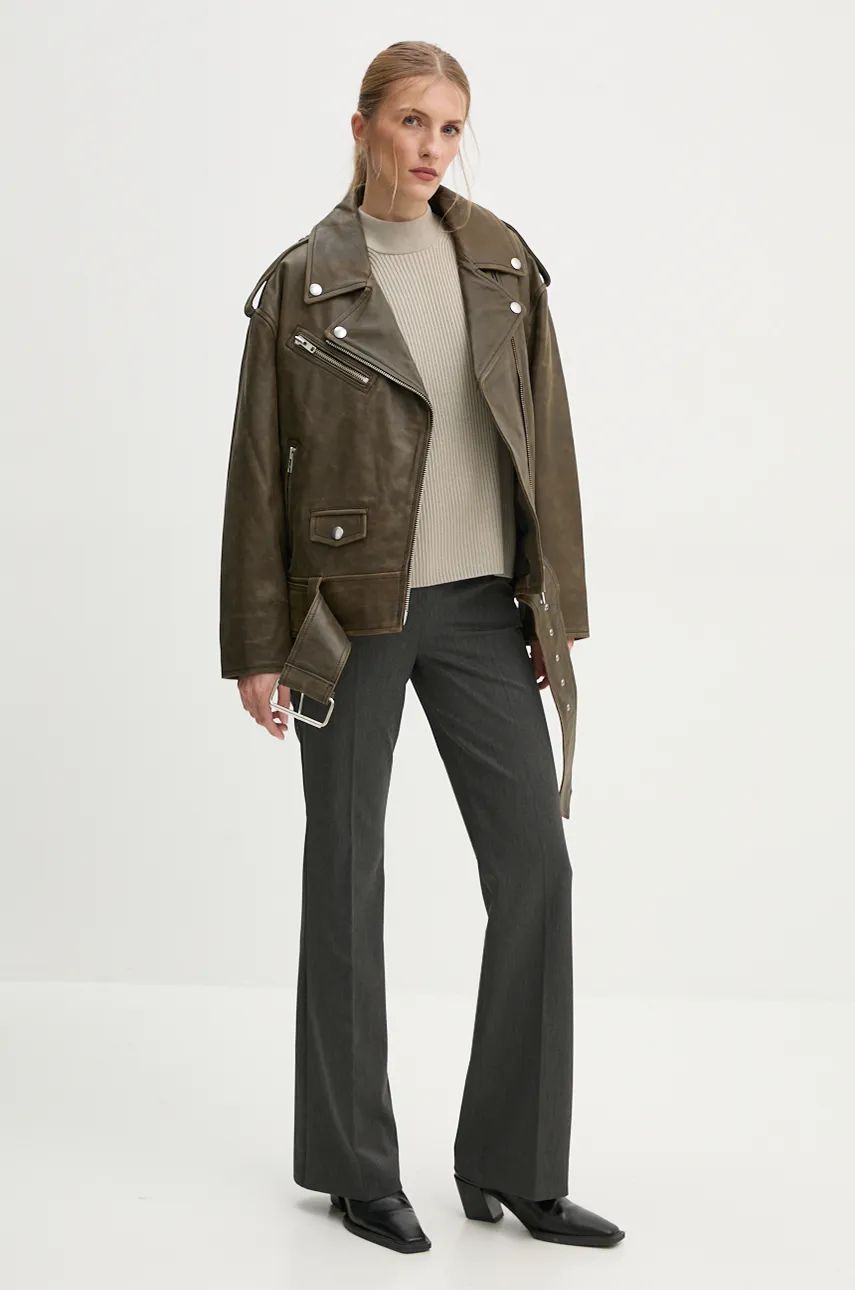 Bunda STAND STUDIO Stand Studio Irene Oversized Leather Jacket Zelené | 62273.7680, 1