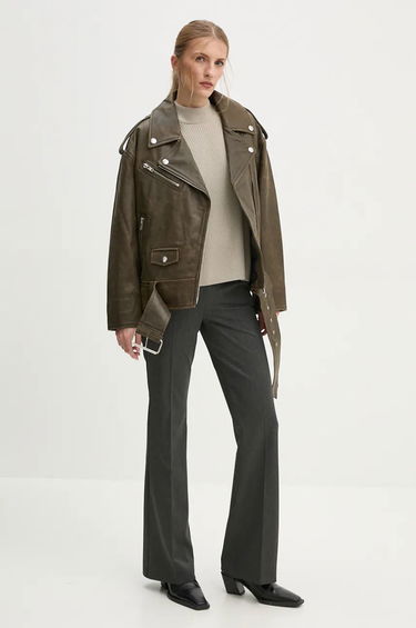 Bunda STAND STUDIO Stand Studio Irene Oversized Leather Jacket Zelené | 62273.7680, 1