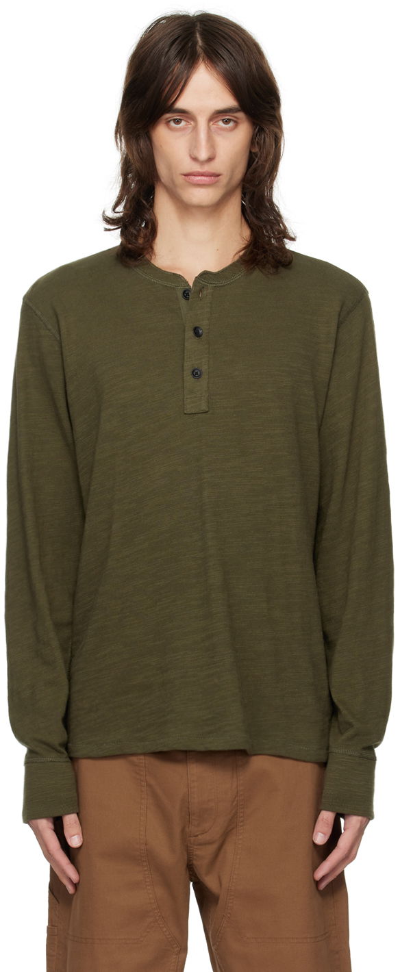 Tričko rag & bone Rag & Bone Classic Flame Henley Zelené | MBC22FT037TL37, 0