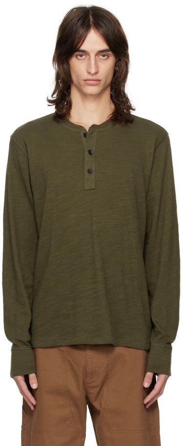Tričko rag & bone Rag & Bone Classic Flame Henley Zelené | MBC22FT037TL37, 0