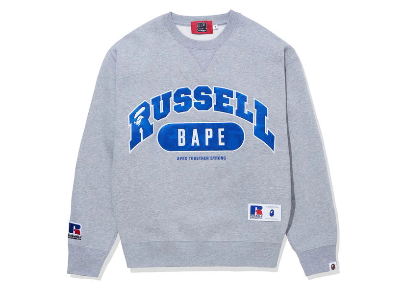 Mikina BAPE BAPE x Russell Crewneck Sweater Gray Šedá | 1J73-113-910