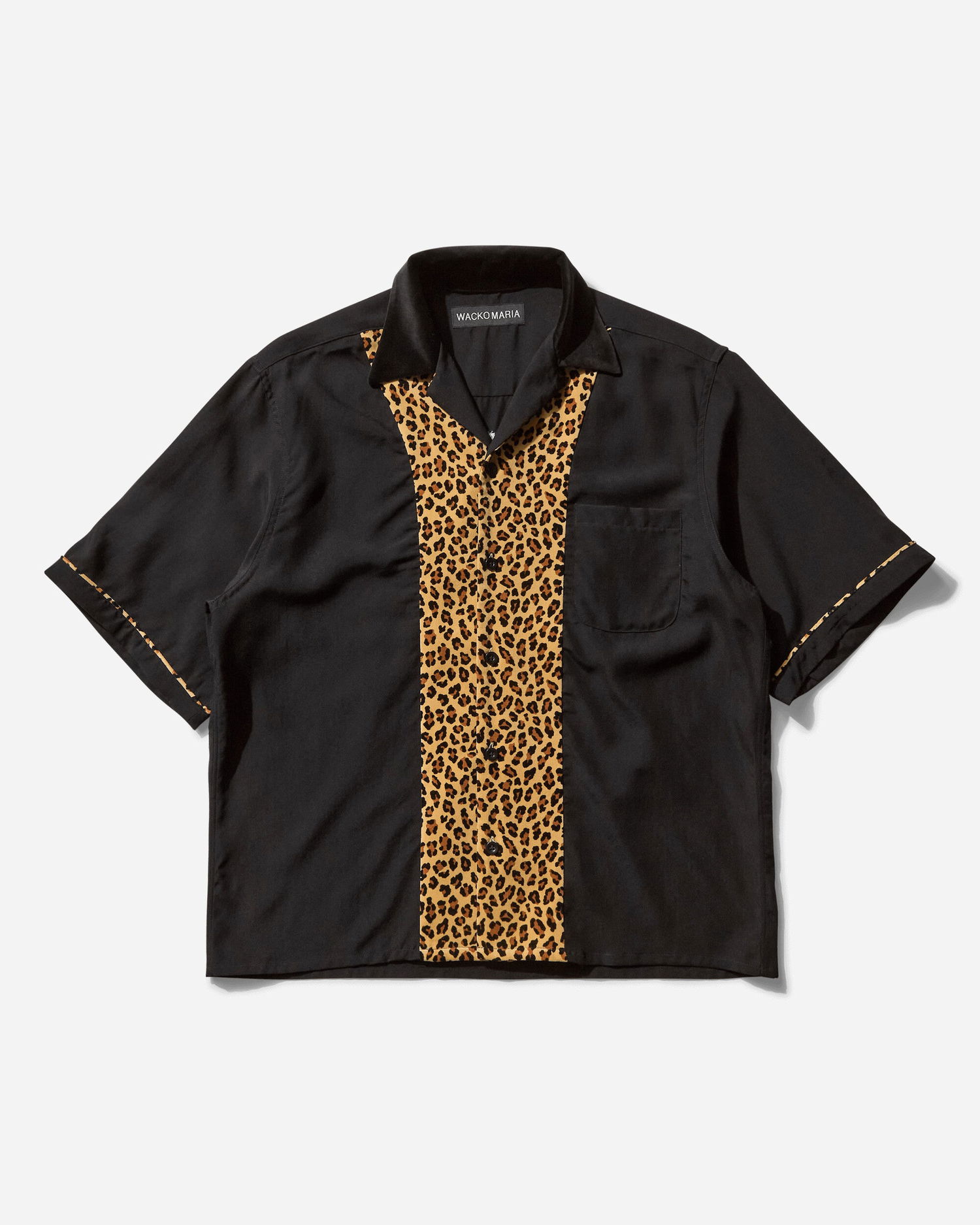 Košeľa WACKO MARIA Switching Short Sleeve Shirt Type-4 Čierna | 25SS-WMS-OC14 BLACK, 1