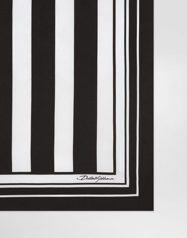 Šál Dolce & Gabbana Dolce & Gabbana Striped Silk Twill Square Scarf Čierna | GQ704EG0WU9HM8DA, 3