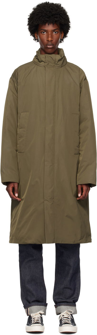 Khaki Stand Collar Down Coat