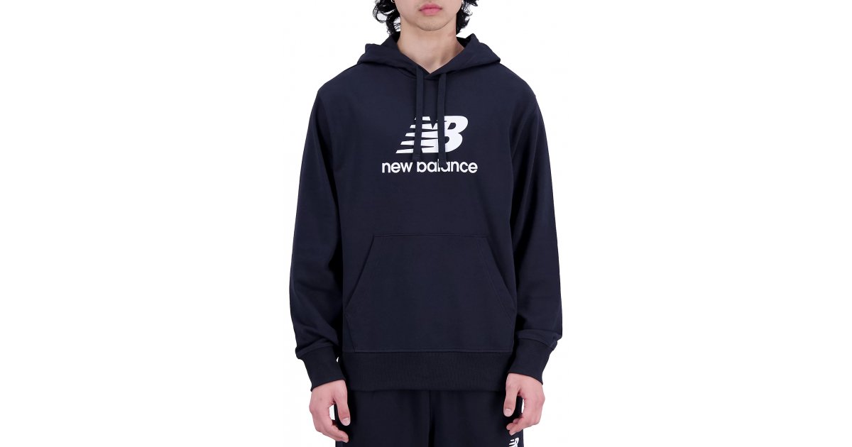 Mikina New Balance Essentials Stacked Logo French Terry Hoodie Čierna | mt31537-bk, 1