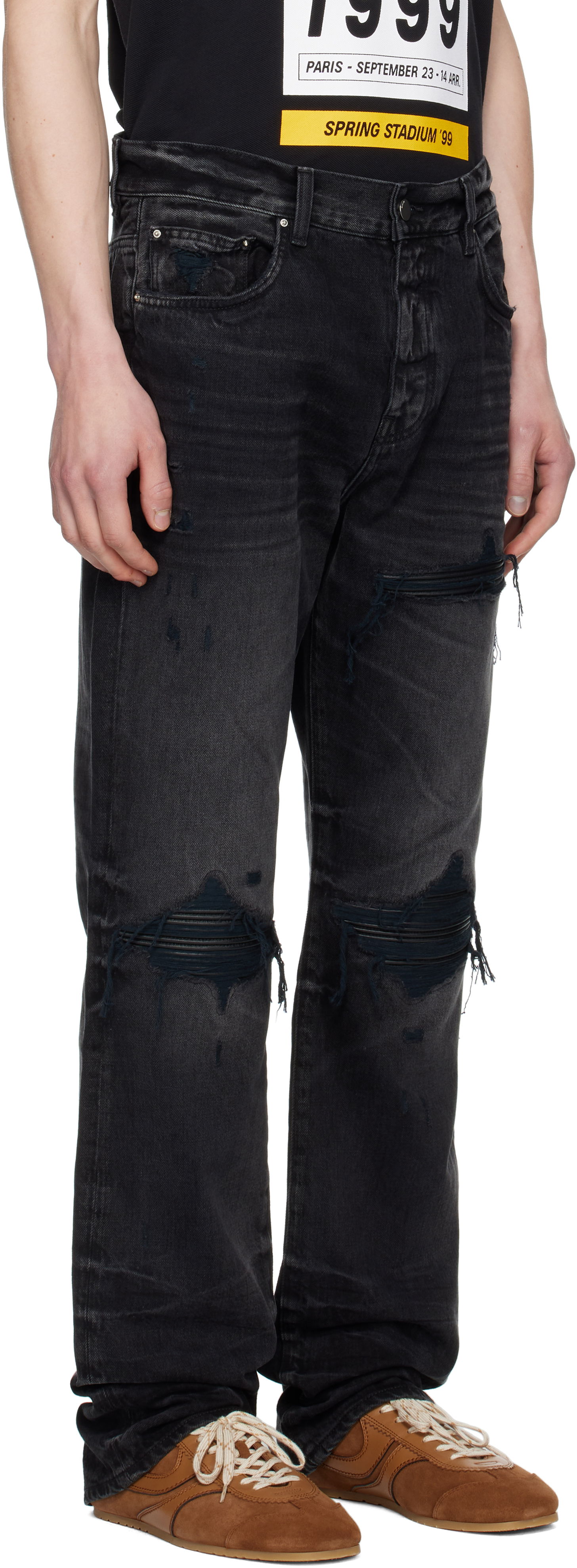 Džínsy AMIRI AMIRI Leather Straight MX1 Jeans Čierna | AMDNGH1086, 1
