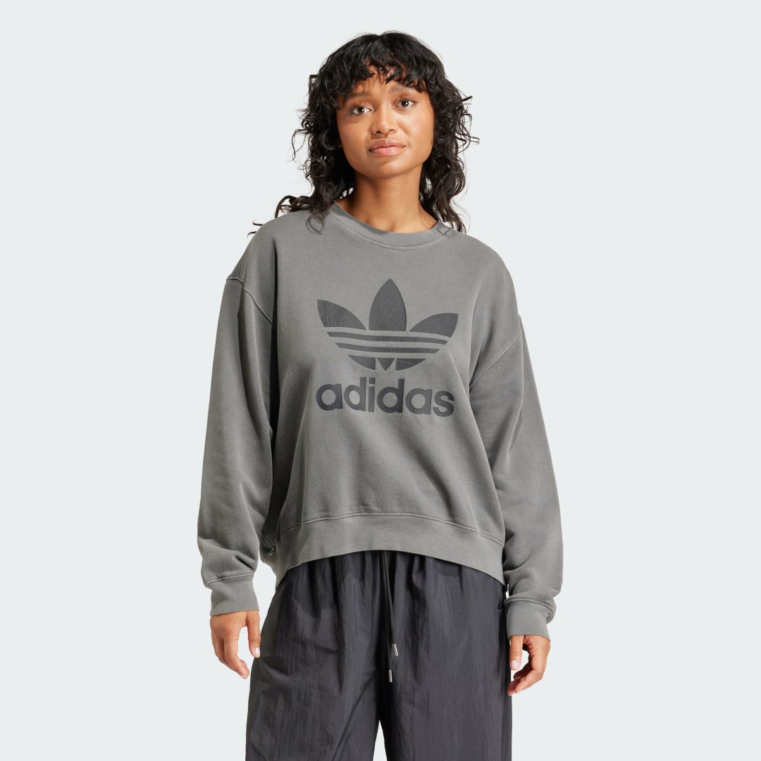Mikina adidas Originals Washed Trefoil Sweatshirt Šedá | IN2270, 1