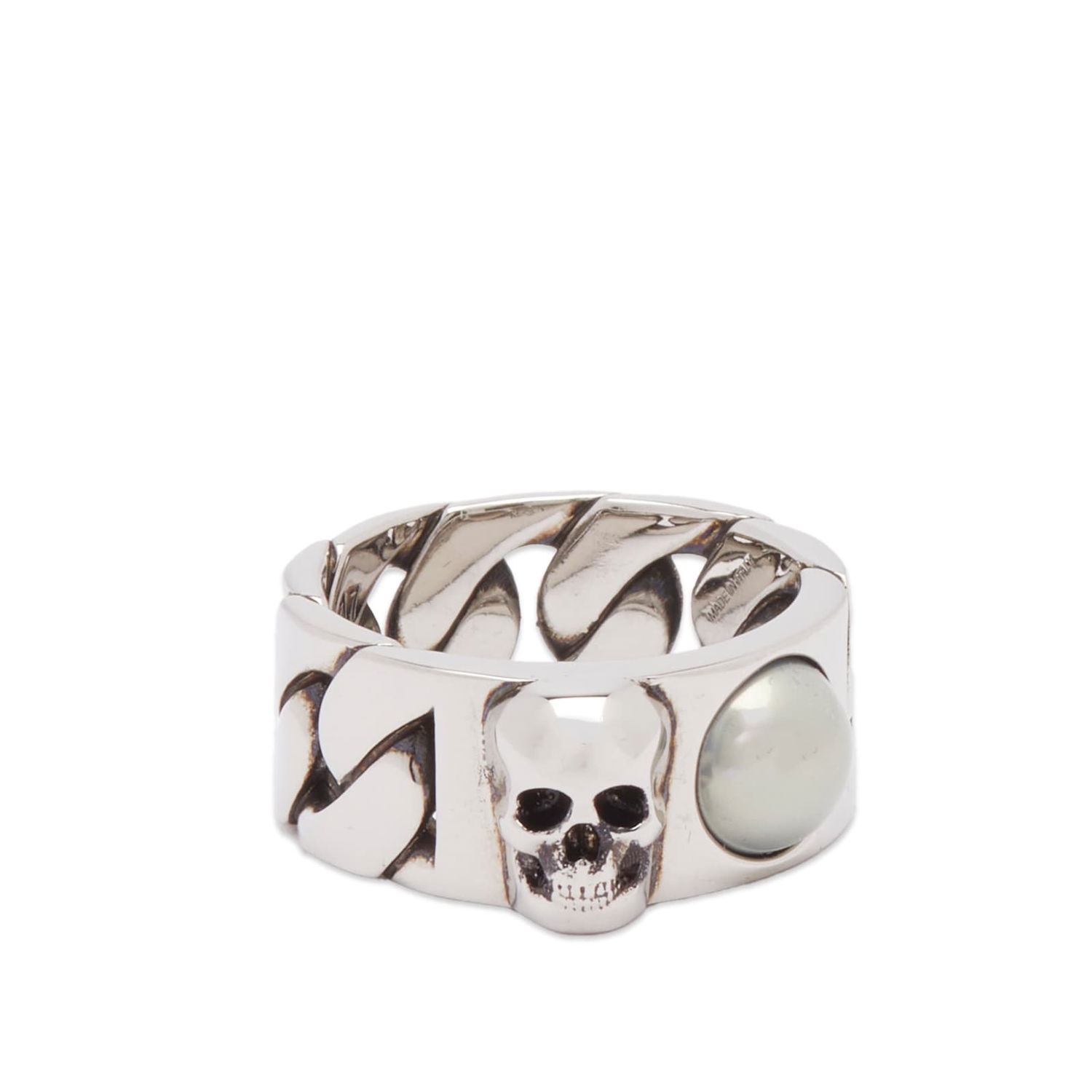 Prsteň Alexander McQueen Skull & Pearl Ring Šedá | 774168I170E-1445, 0