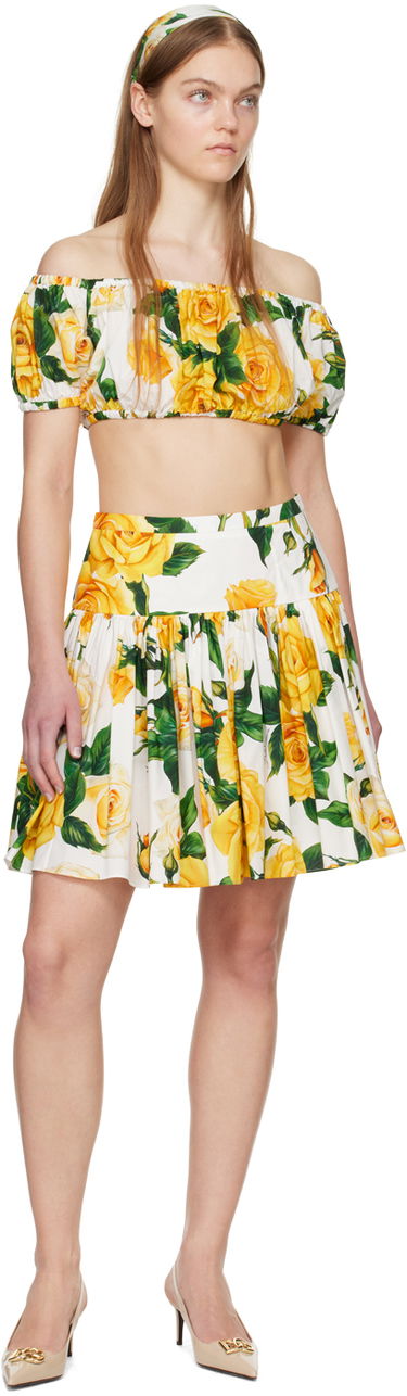 Crop Top Dolce & Gabbana Dolce&Gabbana Floral Off-The-Shoulder Crop Top Biela | F755RT HS5NK, 3
