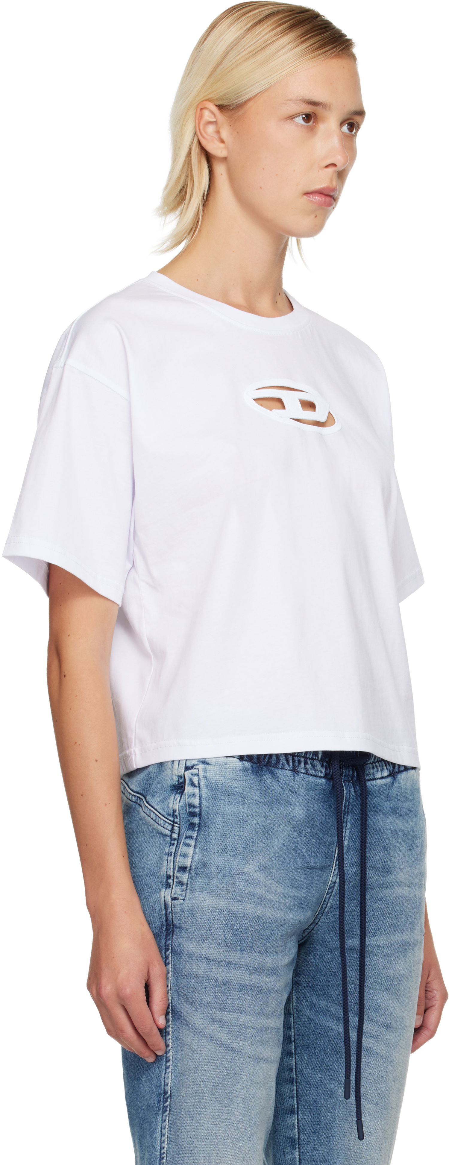 Crop Top Diesel Cropped Cut-out Logo T-shirt T-Buxt-Crop-Od Biela | A15096 0NIAX, 1