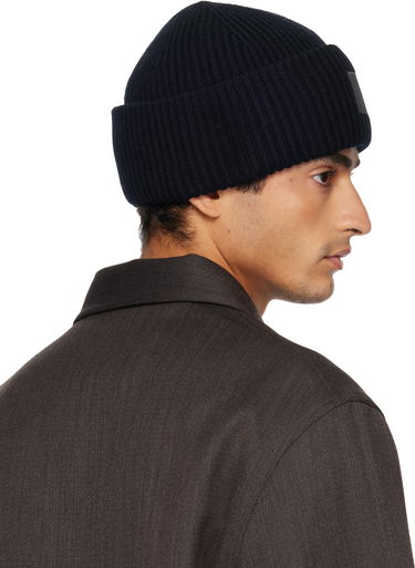 Kulicha Acne Studios Ribbed Face Logo Beanie Navy | C40425-, 2