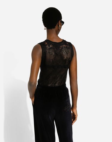Tielko Dolce & Gabbana Dolce & Gabbana Round-Neck Lace-Stitch Sleeveless Top Čierna | FXT02TJFMFVN0000, 2