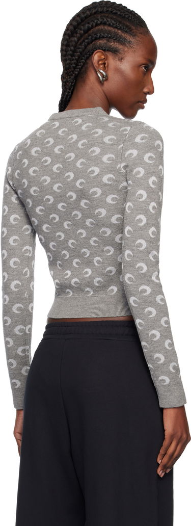 Sveter Marine Serre Moon Jacquard Knit Fitted Crewneck Sweater Šedá | WTK014BCKNI0530, 2
