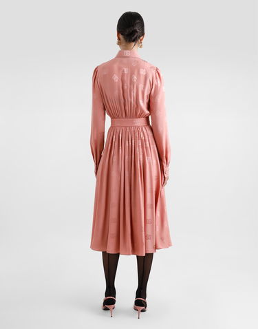 Šaty Dolce & Gabbana Dolce & Gabbana Silk Satin Jacquard Shirt Dress with DG Logo Ružová | F6ARQTGDCVHF0473, 2
