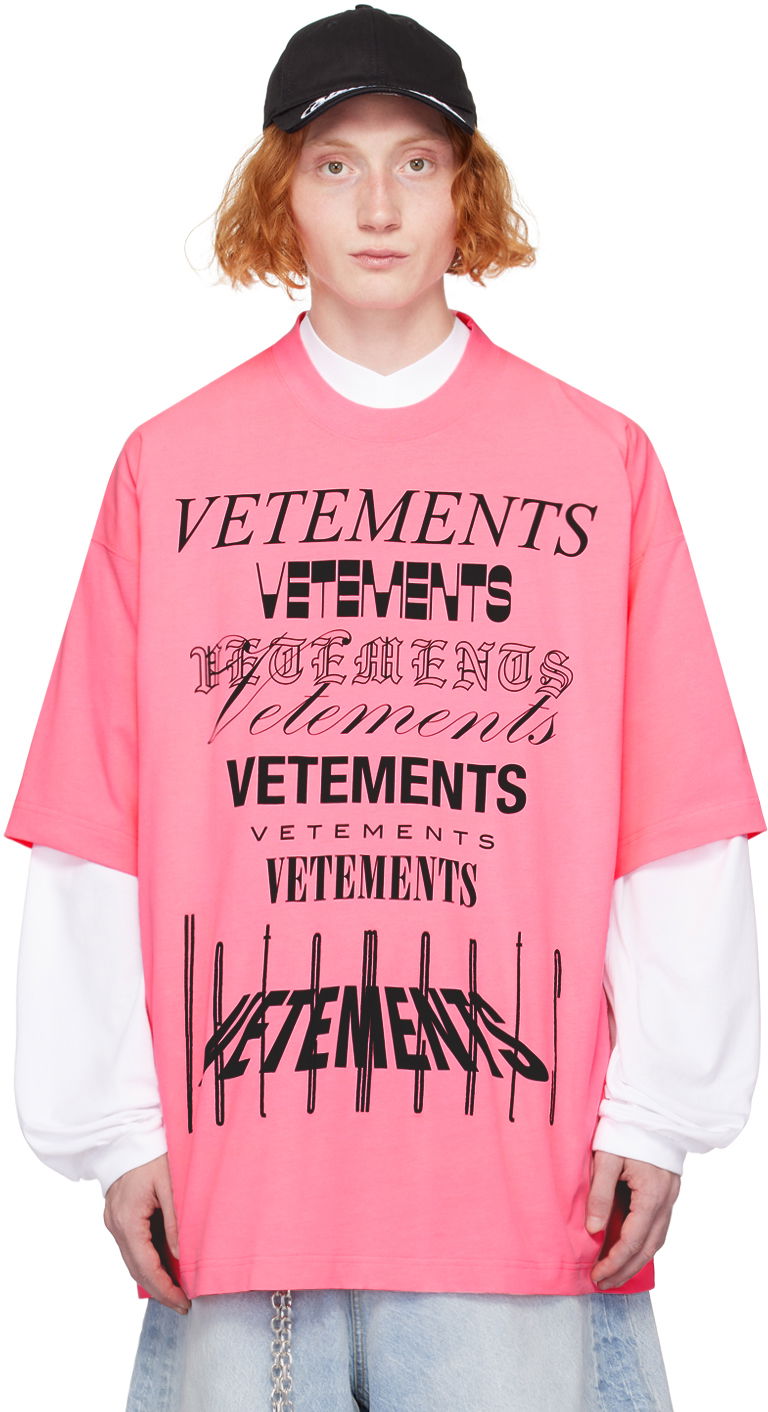 Tričko VETEMENTS Multi Logo T-Shirt Ružová | UA65TR330P