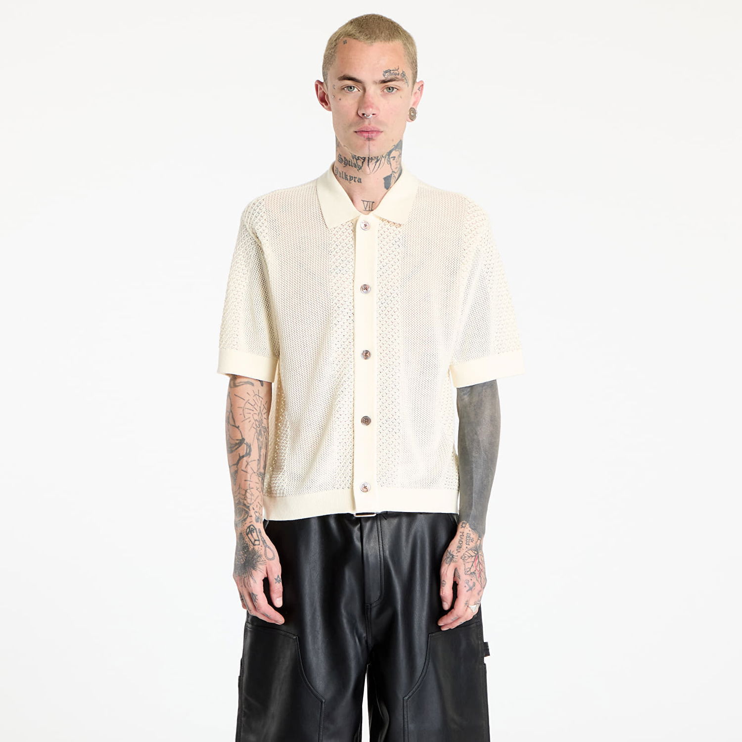 Sveter OBEY OBEY Evan Knitted Polo Shirt Biela | 151000103, 0