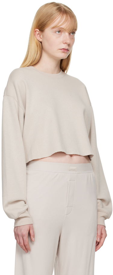 Sveter SKIMS SKIMS Fleece Cropped Sweatshirt Béžová | TP-PLO-5559W, 1