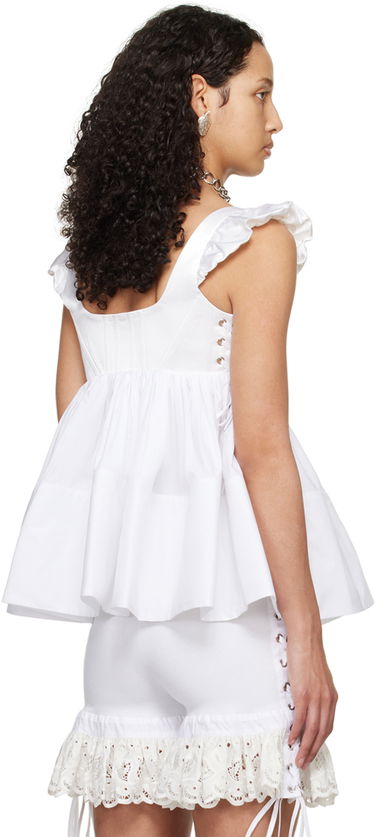Tielko Chopova Lowena Ruffle Trim Tank Top Biela | 2216, 2
