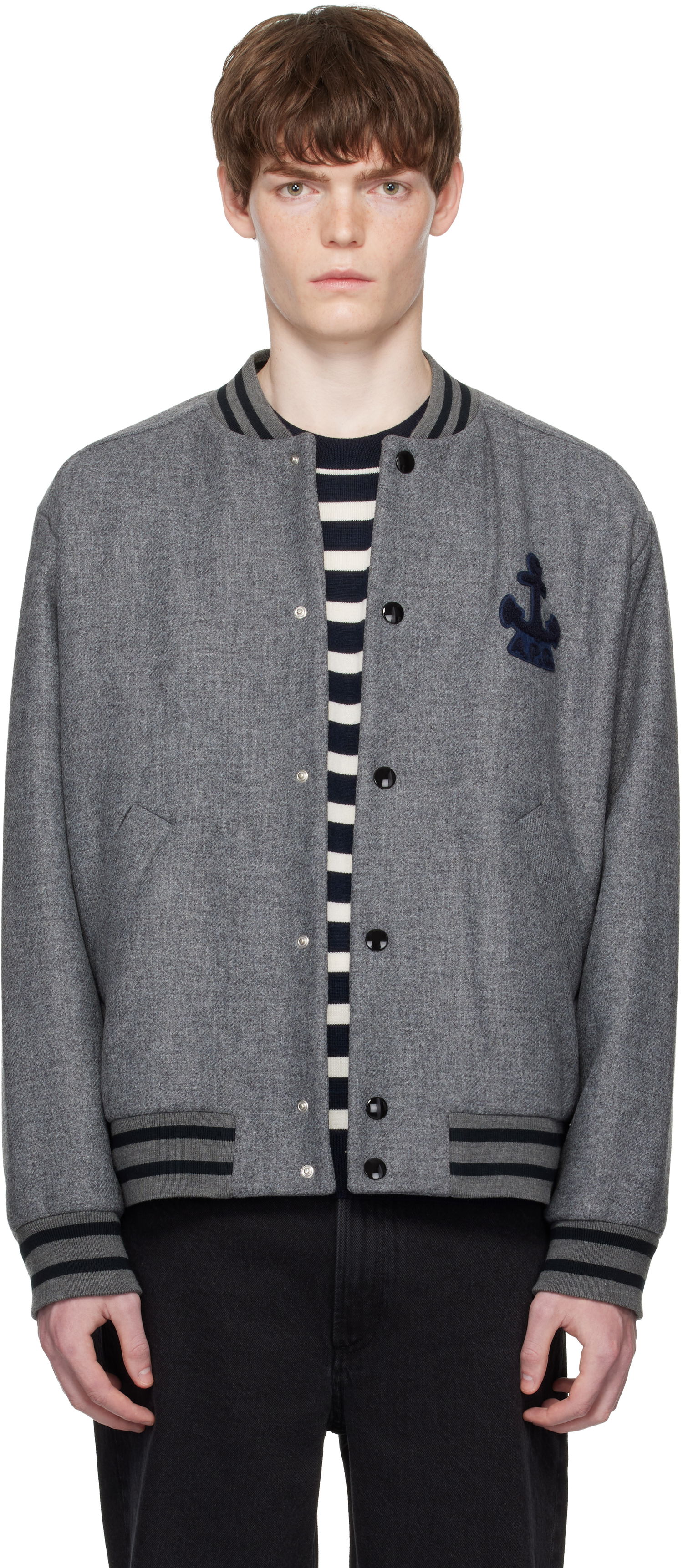 Bomber bunda A.P.C. A.P.C. Micka Wool Bomber Jacket Šedá | WVBEB-M32010, 0