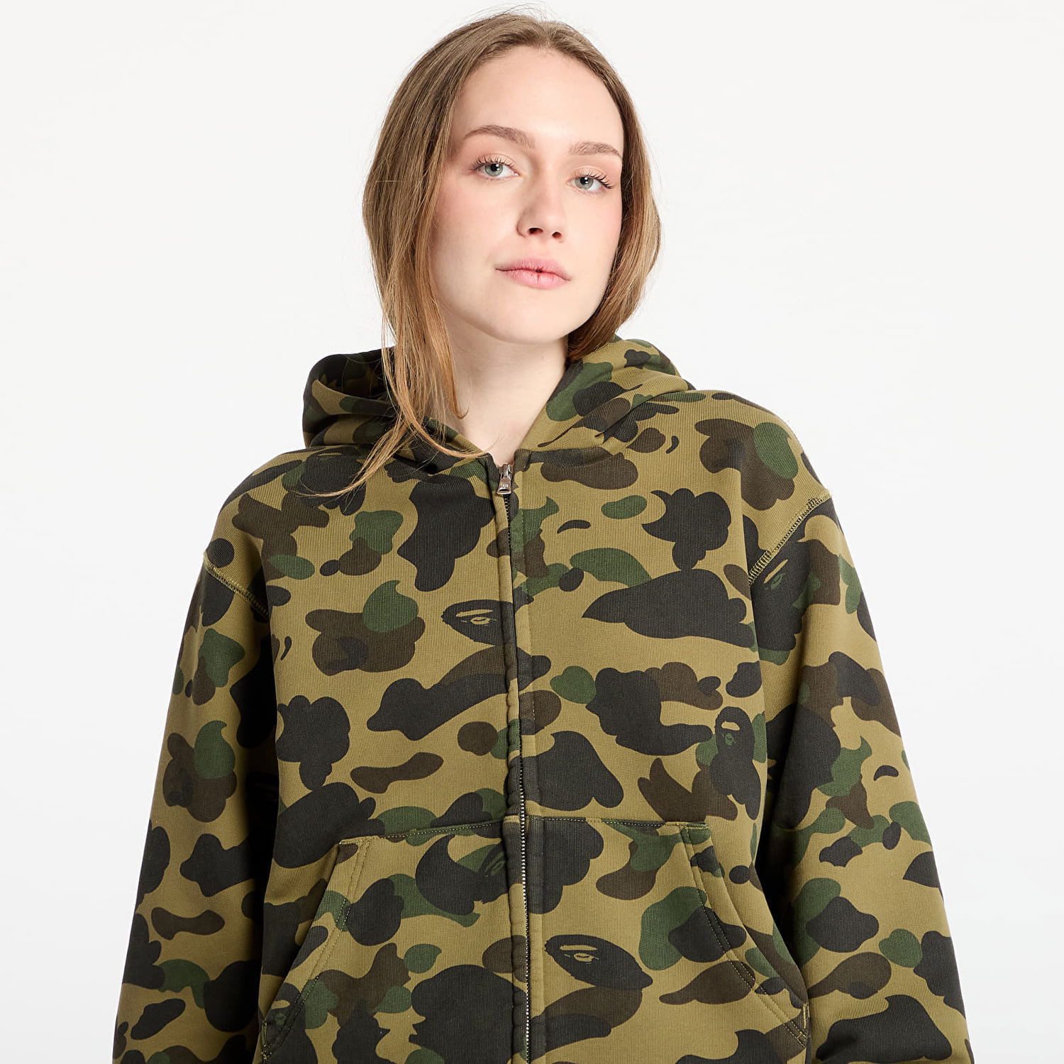 Mikina BAPE A BATHING APE 1St Camo Heavy Wash Cropped Fit Zip Hoodie Zelené | 001ZPL301308MGRN, 1