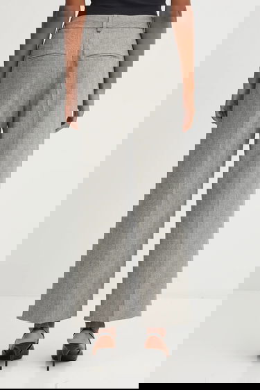 Nohavice Anine Bing Anine Bing belen High Waist Linen Blend Pleated Wide-Leg Trousers Šedá | A.03.11218, 2