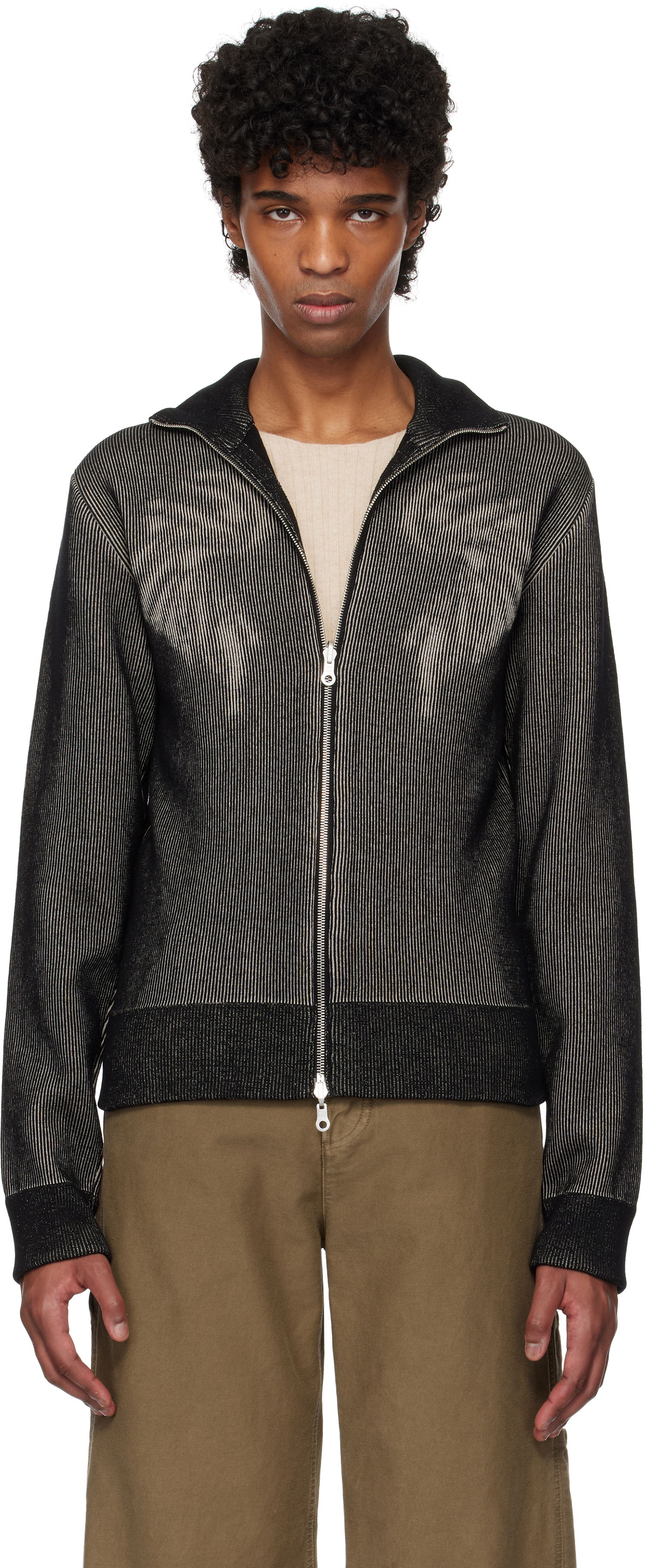 Sveter Dries Van Noten Dries Van Noten Zip-Up Knit Sweater Čierna | 251-021223-1711, 0