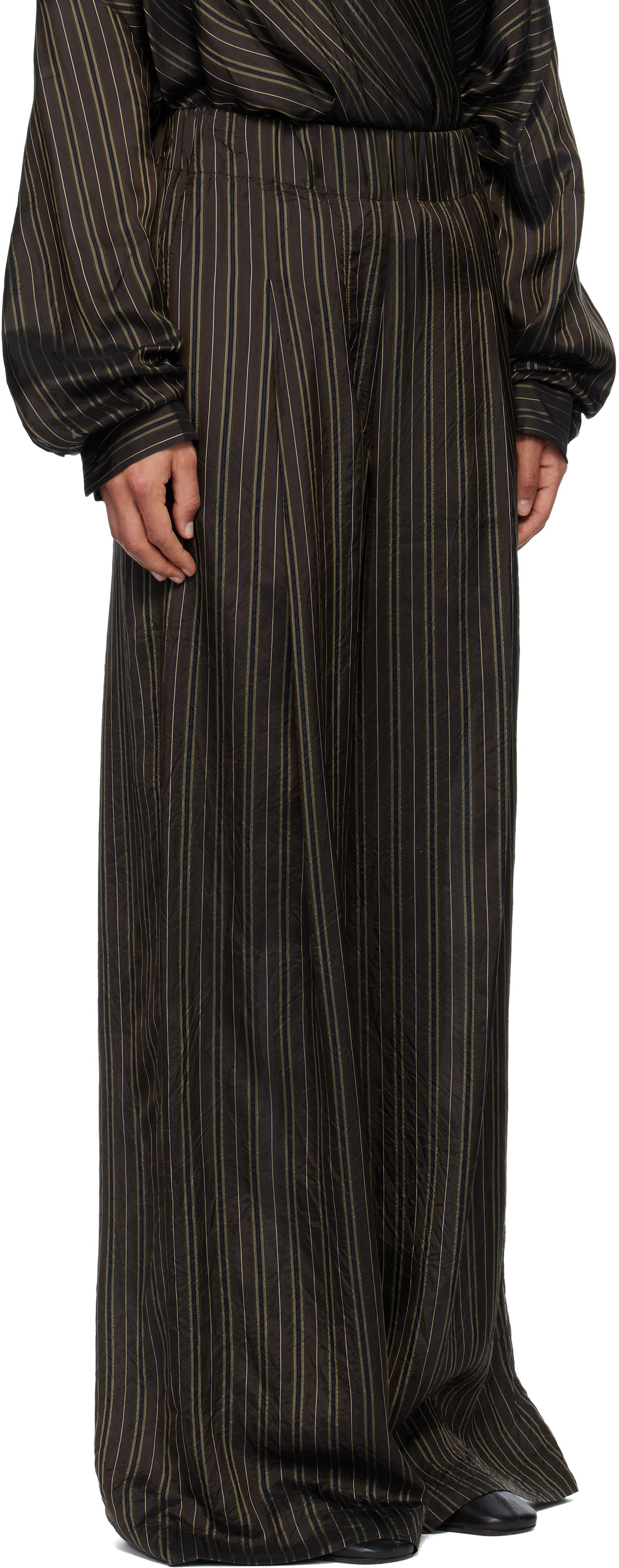 Nohavice Dries Van Noten Dries Van Noten Striped Wide-Leg Trousers Hnedá | 252-010909-2267, 1