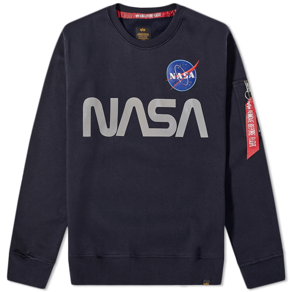 Mikina Alpha Industries NASA Reflective Crew Sweat Navy | 178309-07, 0