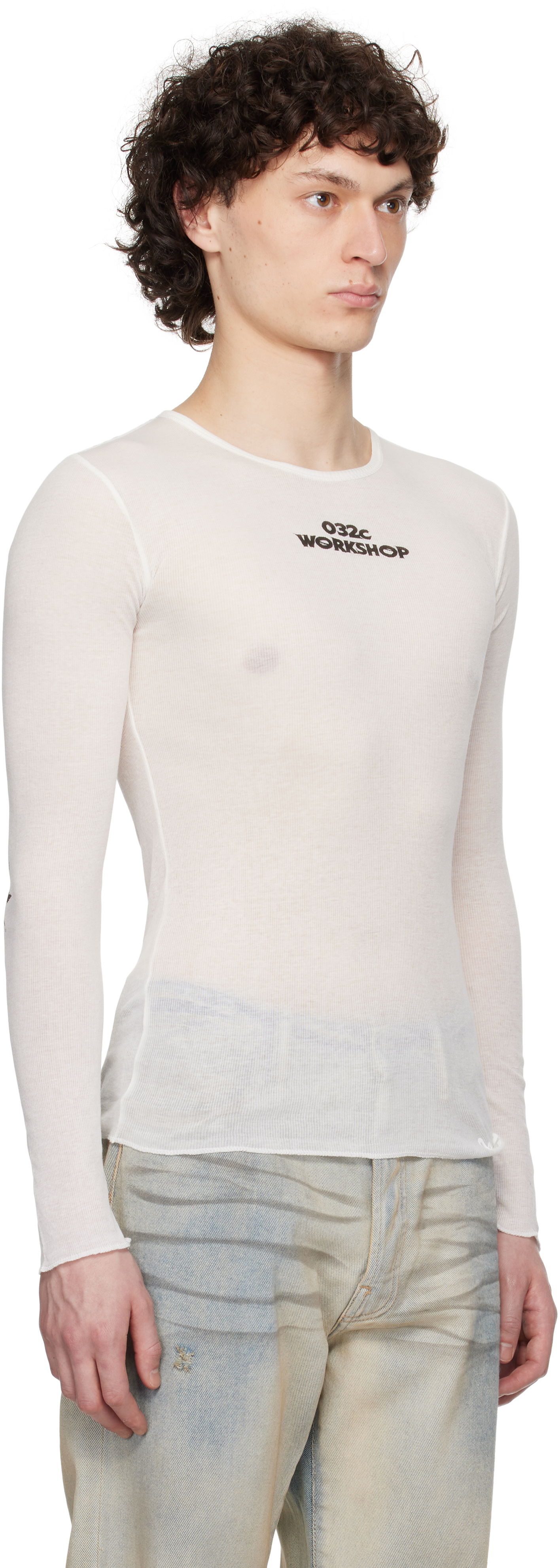Tričko 032C 032c 'Black Sun' Fine Rib Longsleeve T-Shirt Biela | S25-URC-0281-100, 1