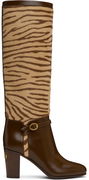 Valentino Garavani Pattie Zebra-Print Tall Boots