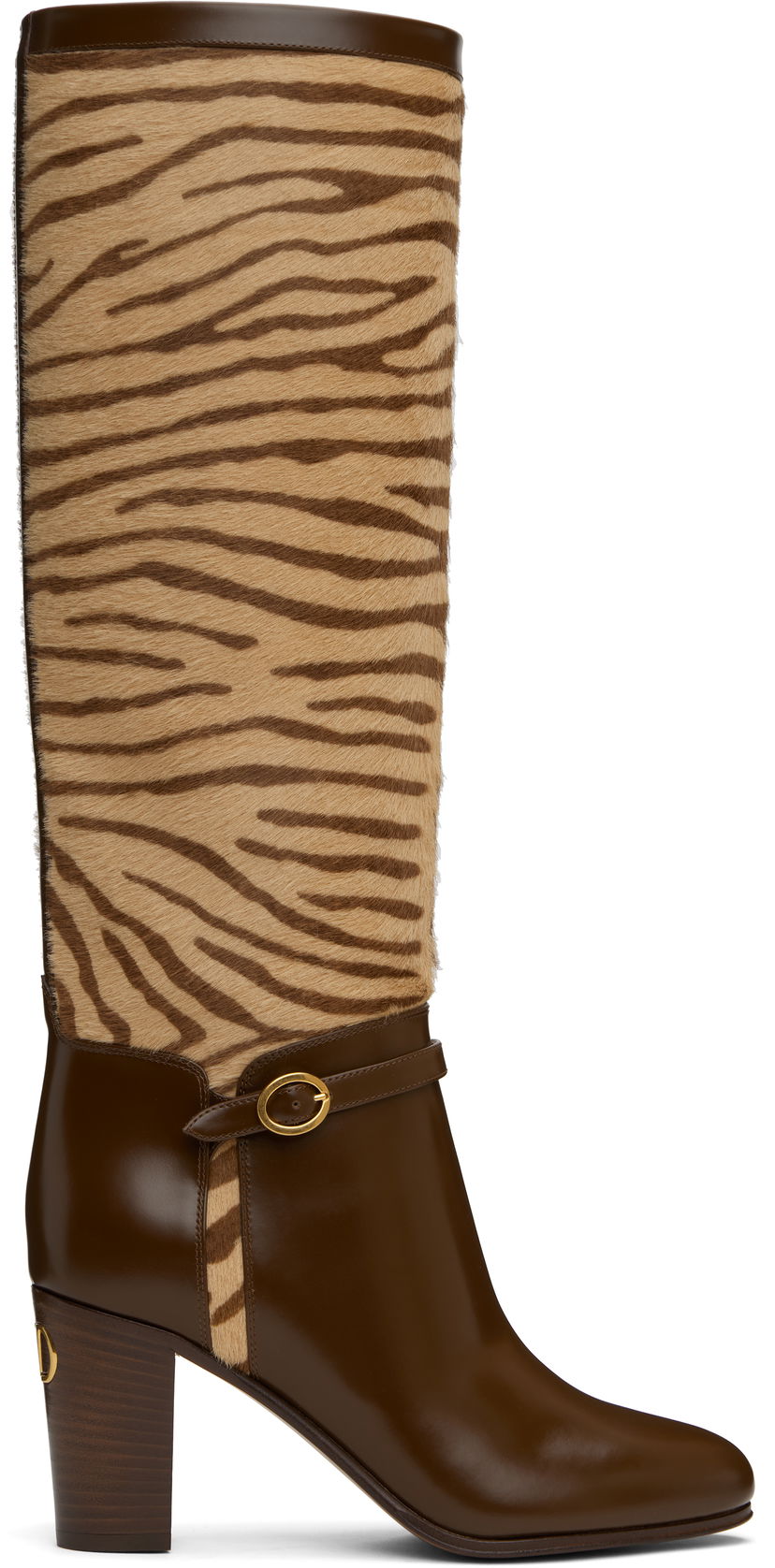 Oblečenie Valentino Valentino Garavani Pattie Zebra-Print Tall Boots Hnedá | 6W2S0LD6SHF