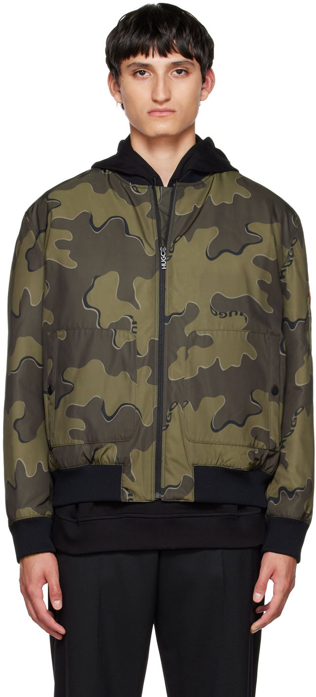 Camouflage Print Bomber Jacket